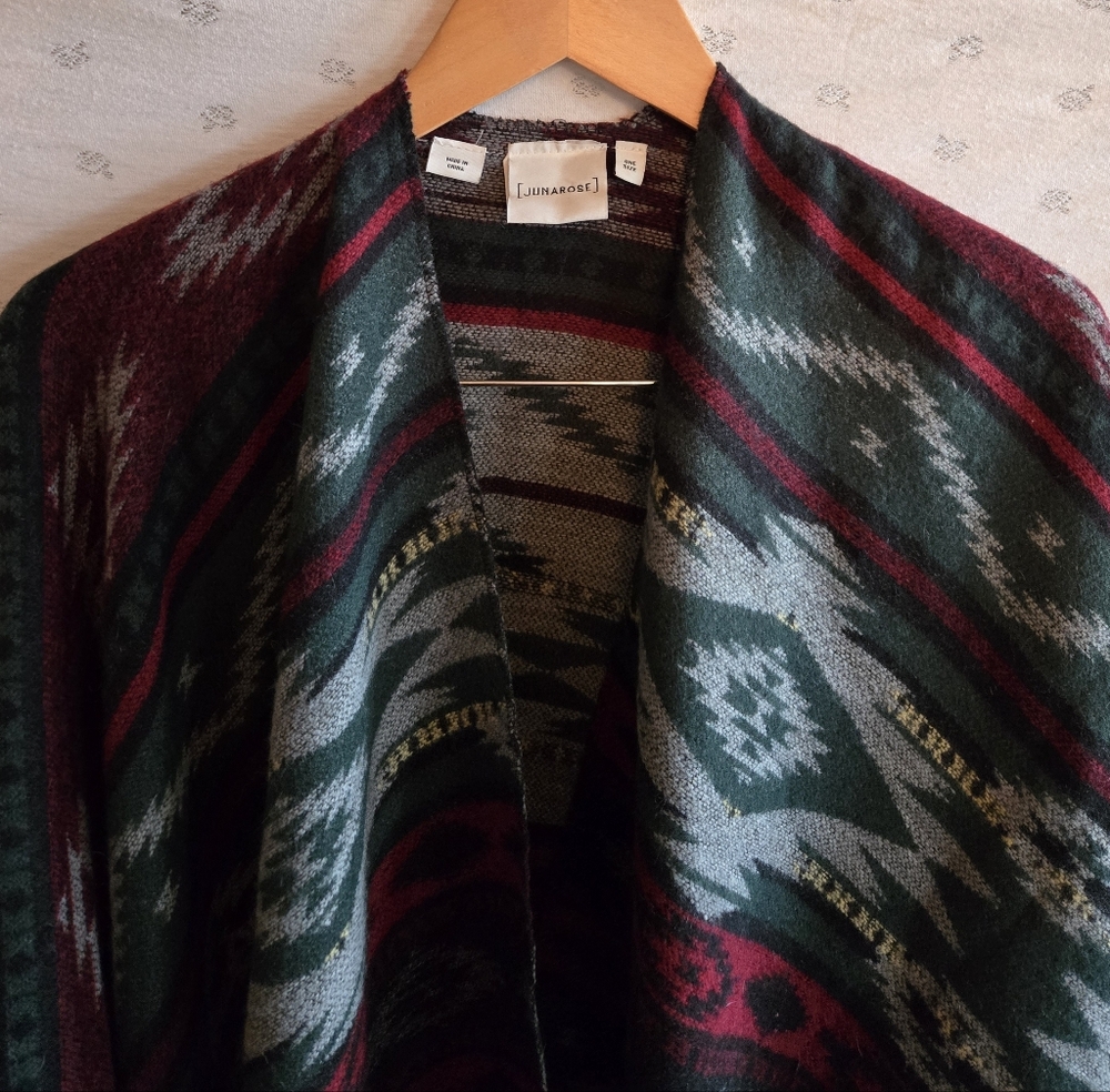 Junarose Multicolor Patterned Shawl With Fringe - image 2